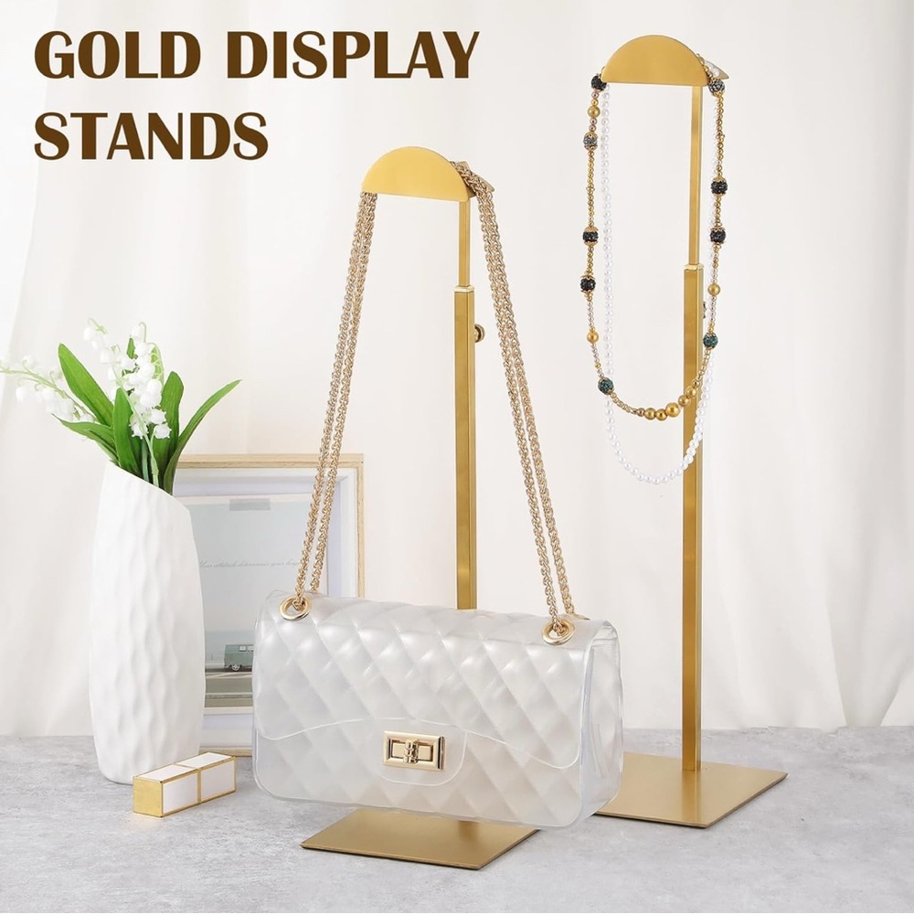 Gold Adjustable Display Stand for Handbags & Accessories